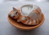 虎猫燭台/受け皿