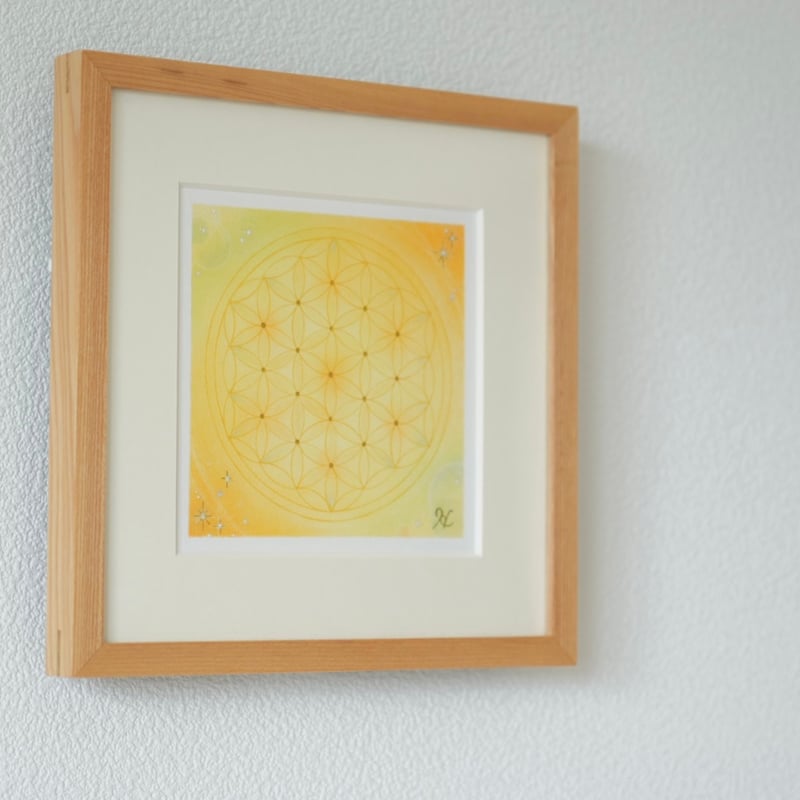 Flower Of Life〜Yellow〜」額付き原画 | Haruka Light Art