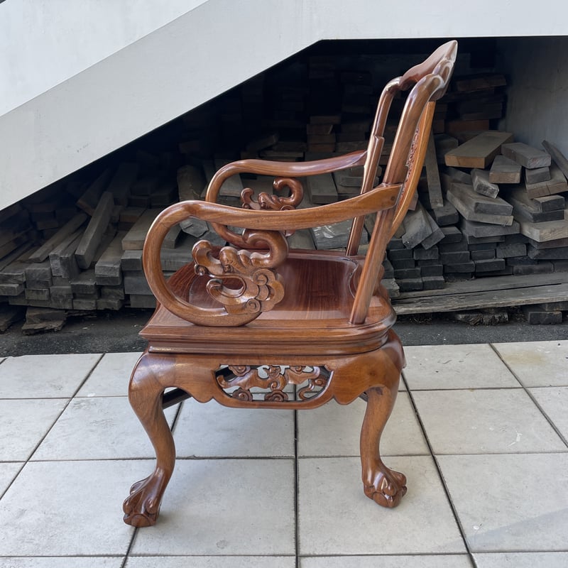 右側イスのみ 螺鈿細工 唐木家具 椅子 アームチェア 中国椅子 チェアー 2452-1,2 唐木家具 / アームチェア | 家具の富士