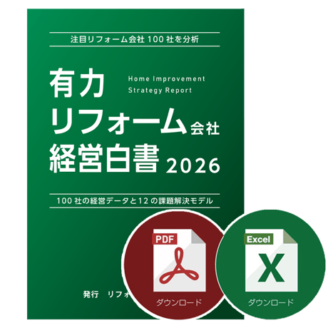 有力リフォーム会社 経営白書2026≪Excel+PDF≫ダウンロード
