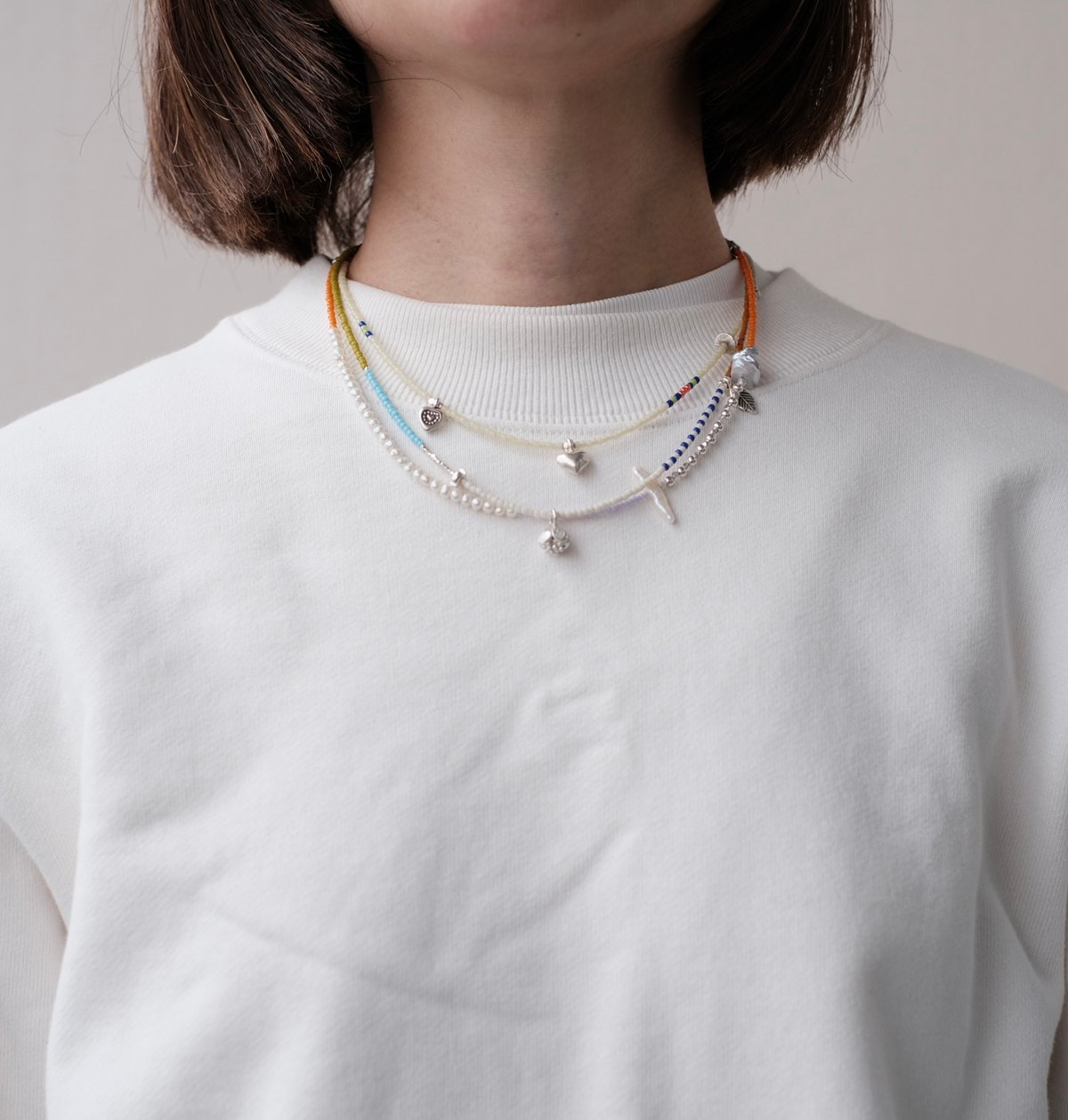 カラフルビーズとカレンシルバーのネックレス heart II | mybracelet ON