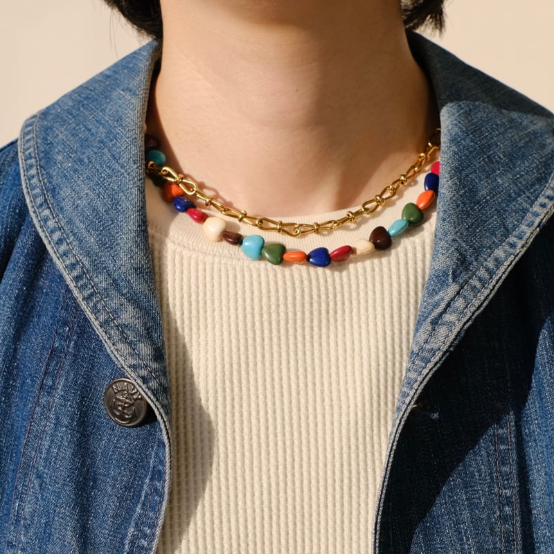 マーブルチョコのハートターコイズネックレス | mybracelet ONLINE STORE
