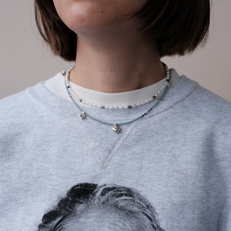 カラフルビーズとカレンシルバーのネックレス heart II | mybracelet ON