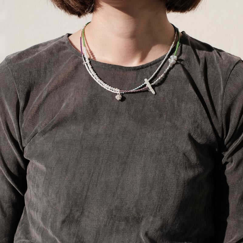 カラフルビーズとカレンシルバーのネックレス plant | mybracelet