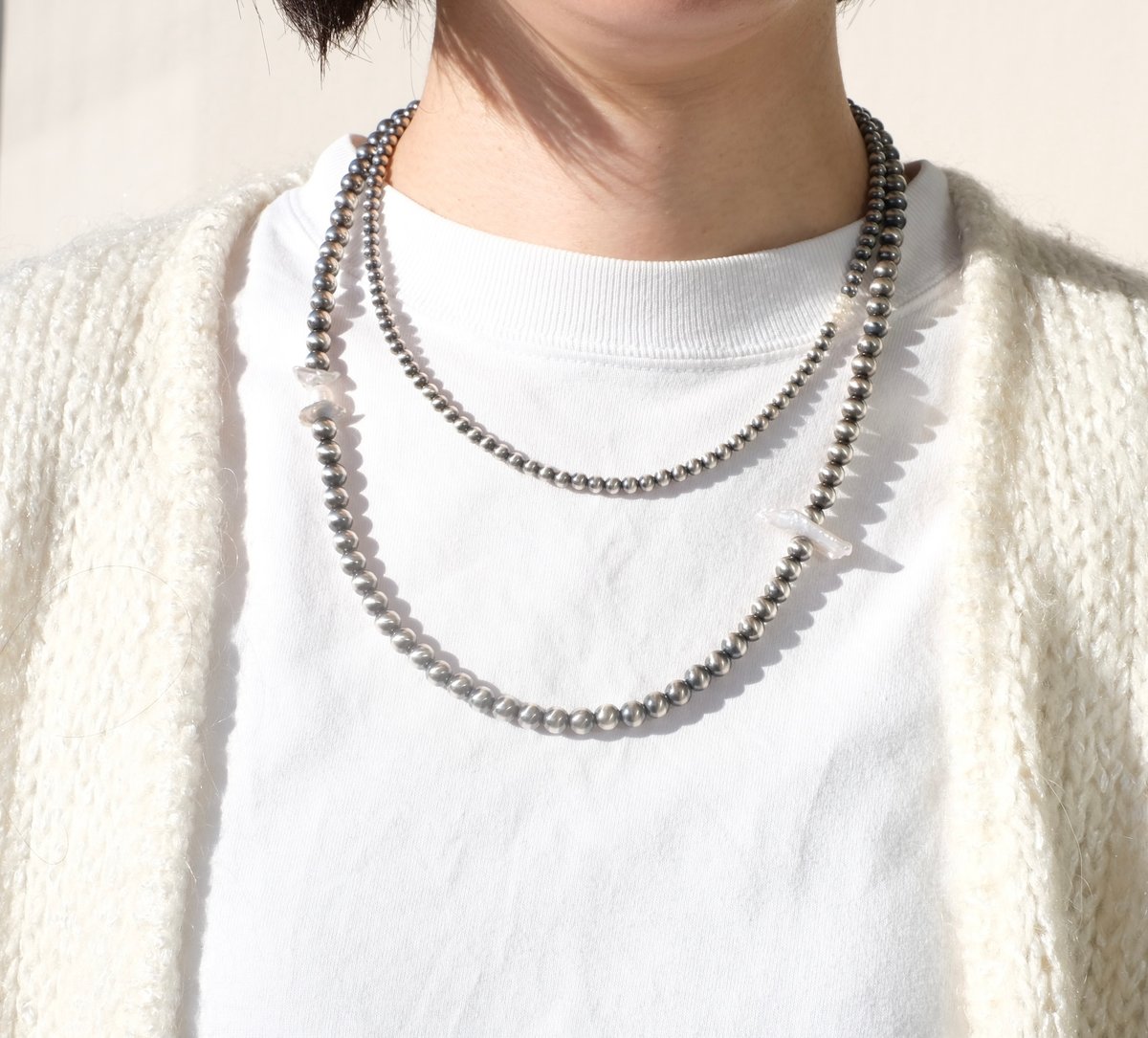 ナバホパールと淡水パールのネックレス short | mybracelet
