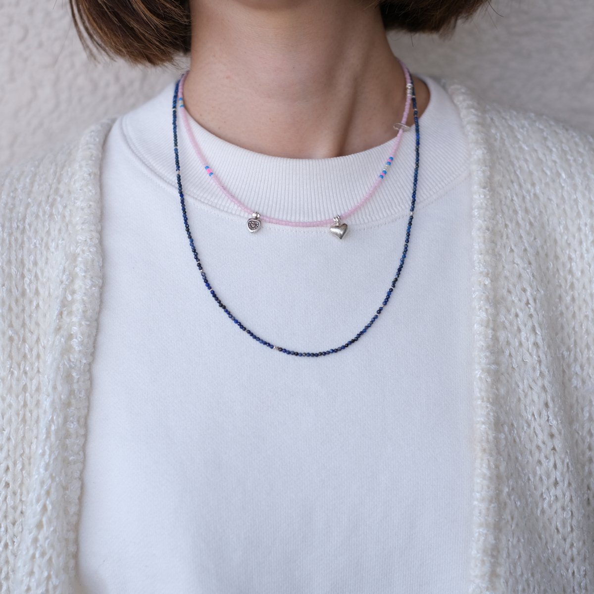 カラフルビーズとカレンシルバーのネックレス heart II | mybracelet ON