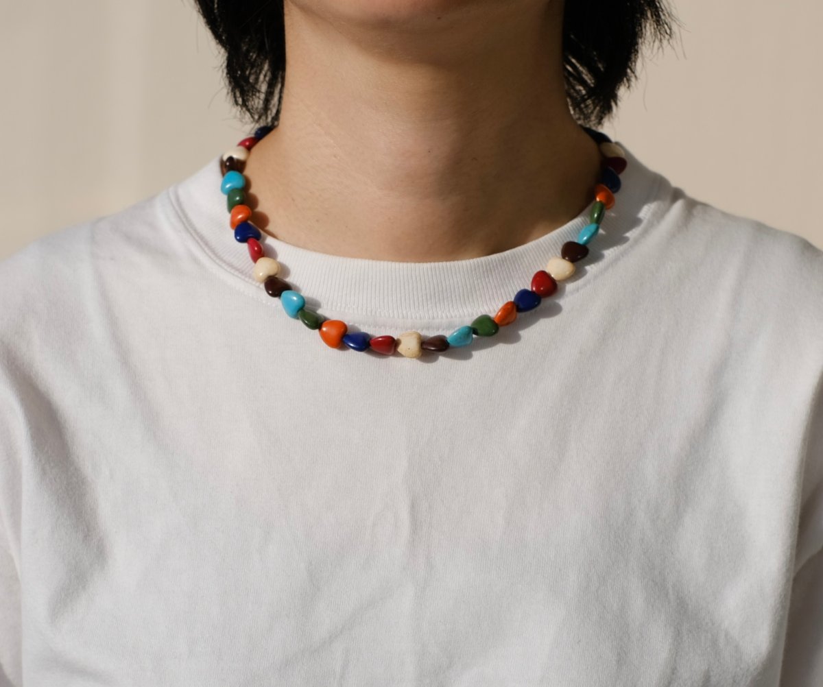 マーブルチョコのハートターコイズネックレス | mybracelet ONLINE STORE