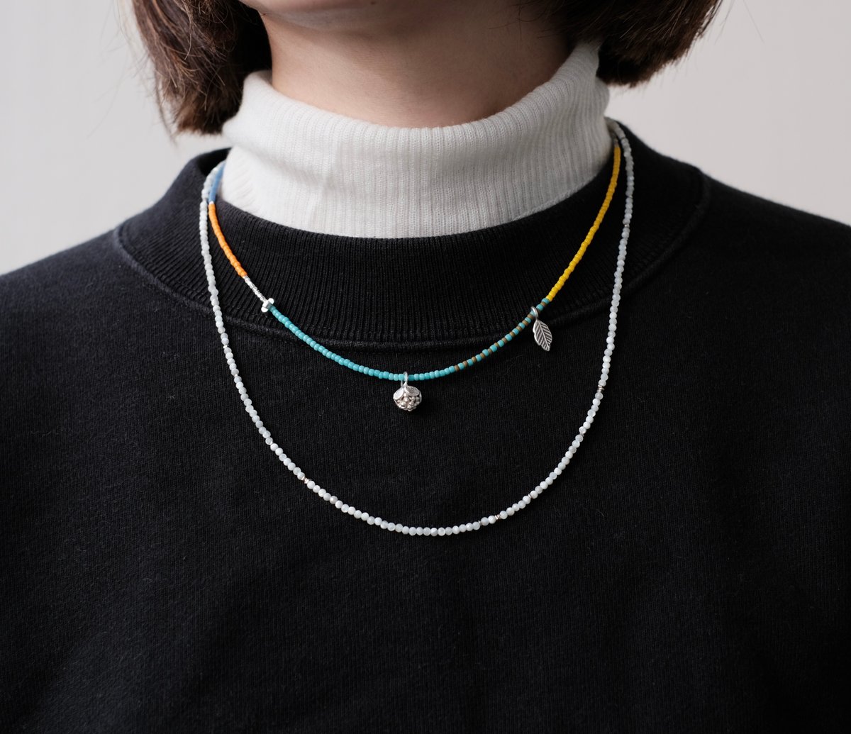 カラフルビーズとカレンシルバーのネックレス plant | mybracelet