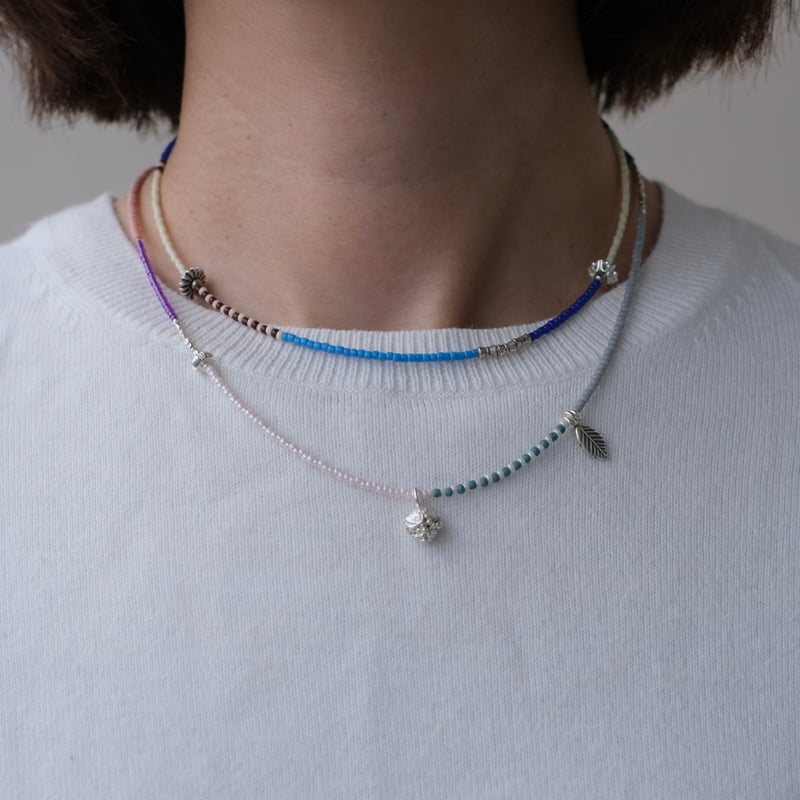 カラフルビーズとカレンシルバーのネックレス plant | mybracelet