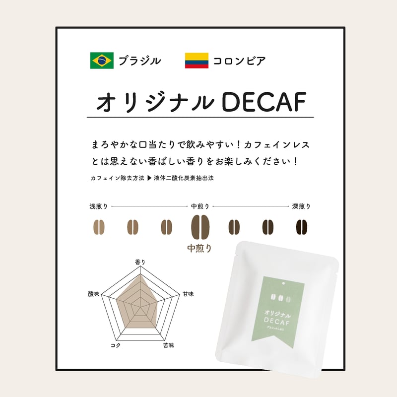 （オリジナル+デカフェ）【フォロー割・リピート割適用価格】 オリジナルデカフェ｜豆or粉 100g~OK | デカフェのしおり
