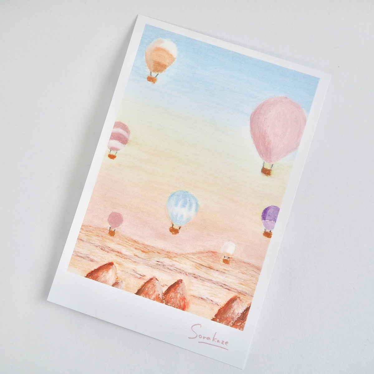 公式通販サイトセール パステル気球のポストカード | 空と風と craftshop 絵画