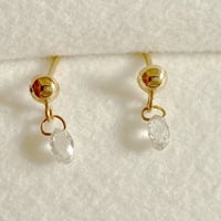 k18ブリオレットカットダイヤピアス0.30ct