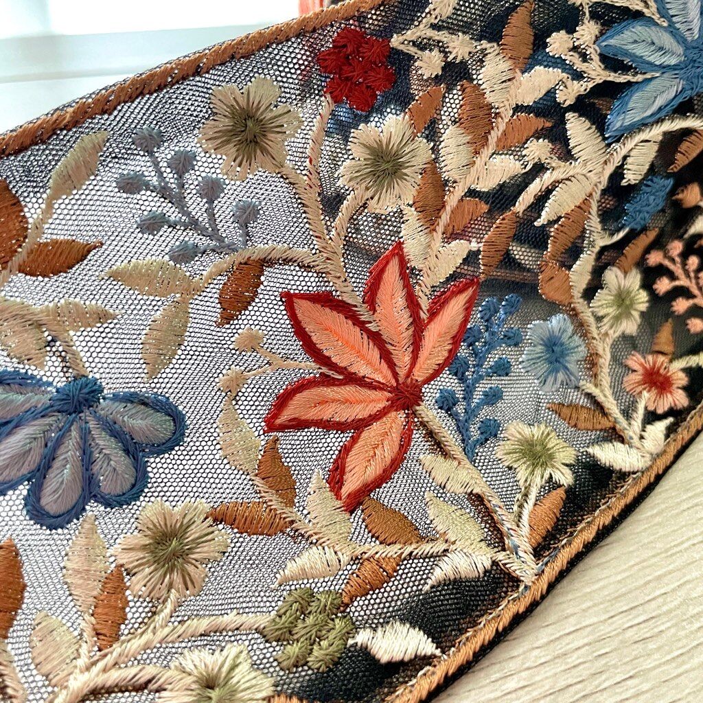 インド刺繍リボン/幅広/花柄/チュール/2色 | 笹雪sasayuki
