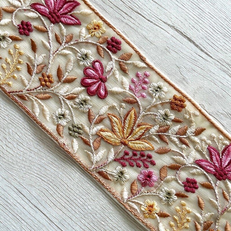 インド刺繍リボン/幅広/花柄/チュール/2色 | 笹雪sasayuki