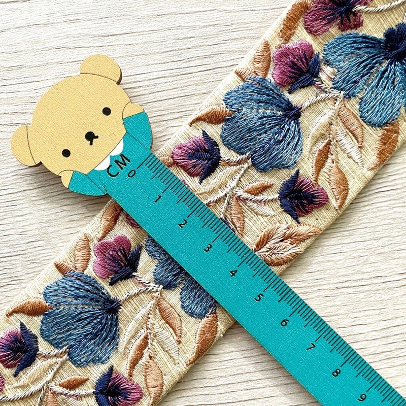 インド刺繍リボン/花柄/淡い色合い/5cm/4色 | 笹雪sasayuki