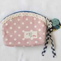 全方面かわいいコットンポーチ・ネイビーリボン