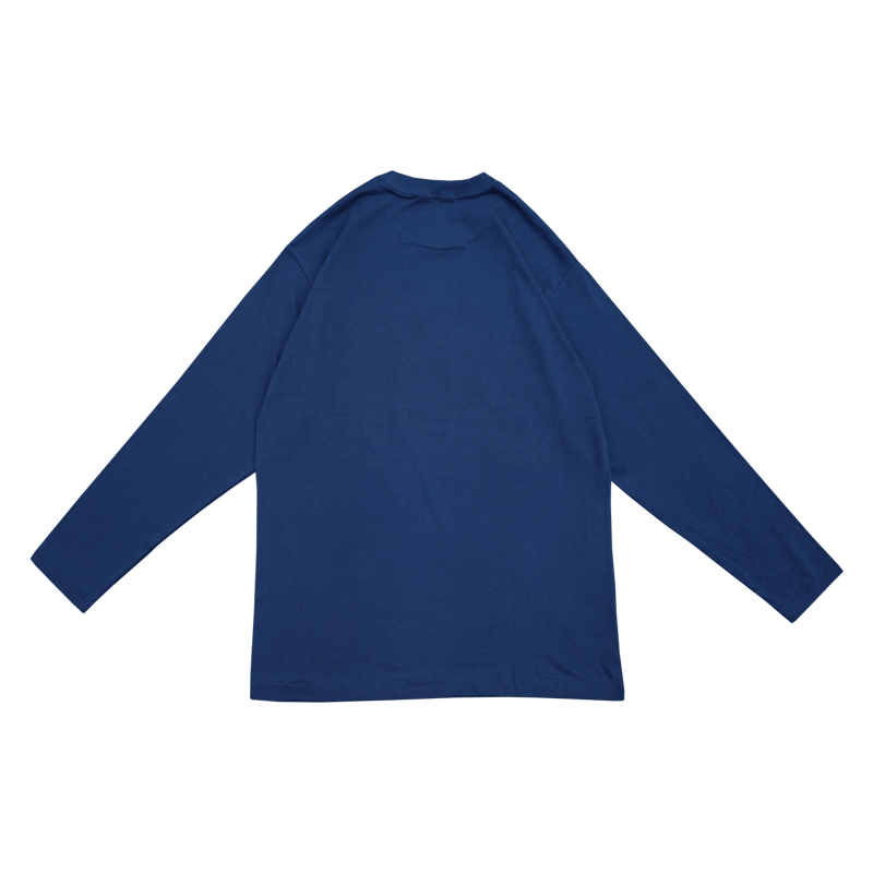2月中旬発送] 山田五郎×久米繊維 LOGO EMBROIDERY L/S (藍色) | 山