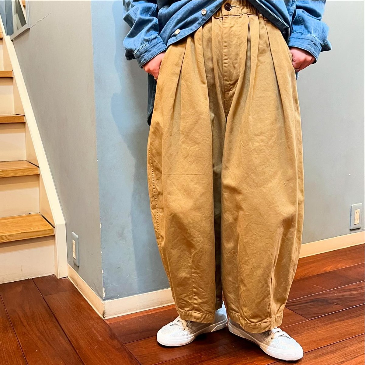 ほぼ未使用　HARVESTY(ハーベスティ) チノクロスサーカスパン HARVESTY ハーベスティ コットン チノクロス サーカスパンツ