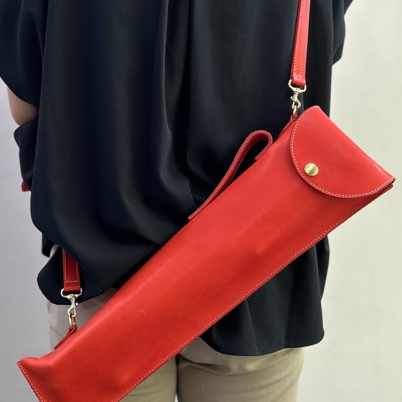 譜面台ケース 高級姫路レザー製【レッド】 YAMAHA MS-260AL収納可能