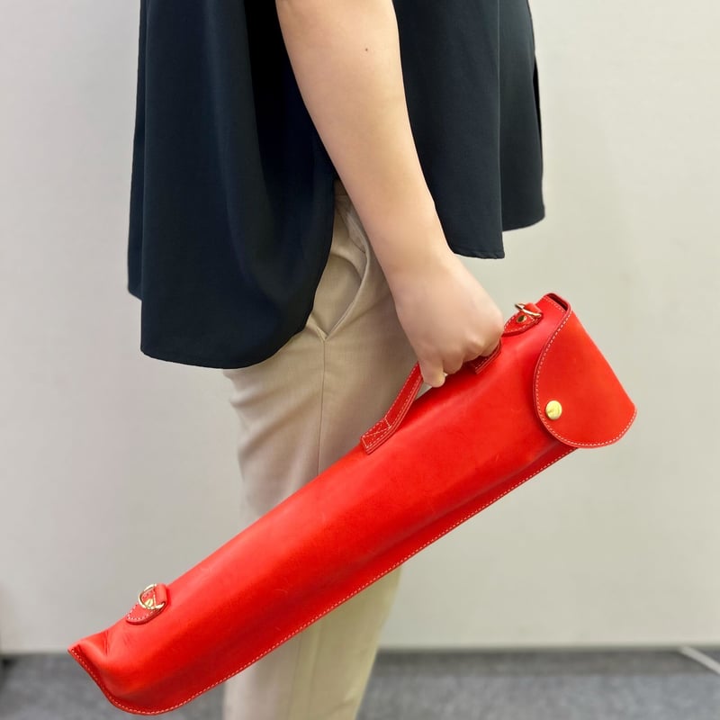 譜面台ケース 高級姫路レザー製【レッド】 YAMAHA MS-260AL収納可能