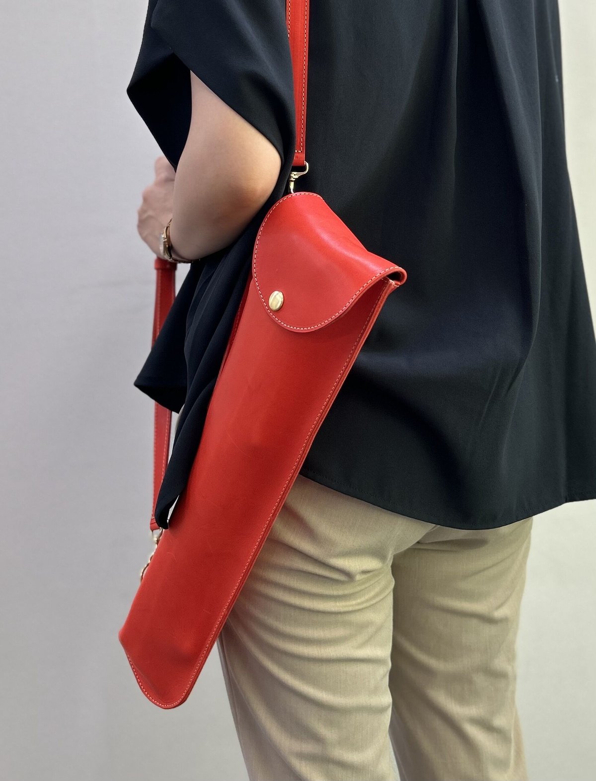 譜面台ケース 高級姫路レザー製【レッド】 YAMAHA MS-260AL収納可能