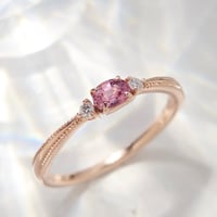 【リング】K18PG パパラチアサファイア0.256ct