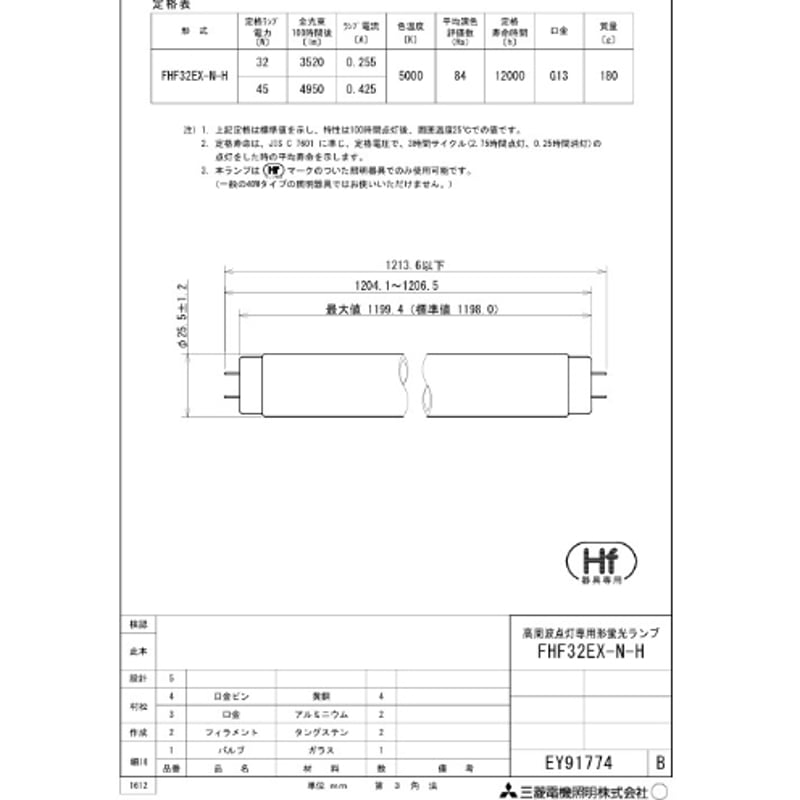 在庫処分特価】 三菱 高周波点灯専用直管蛍光ランプ FHF32EX-N-H 3波長