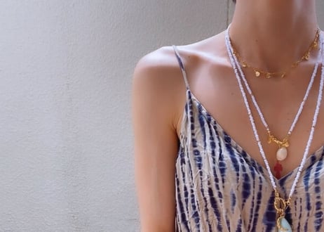 bohemian necklace White long type