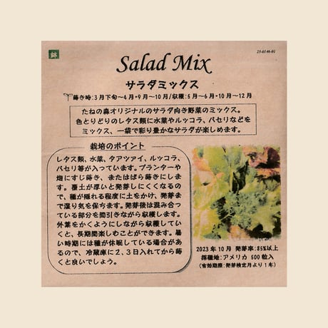 たねの森 |  Salad Mix　サラダミックスのたね