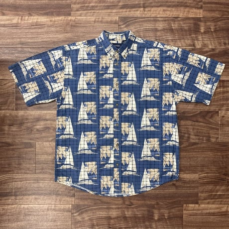 PURITAN ''whole pattern yacht shirt''【USED】