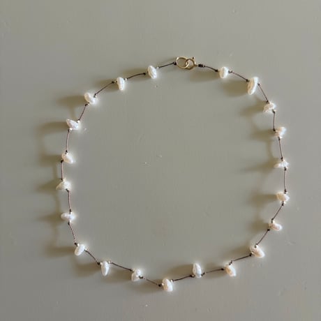 Natural pearl cord necklace