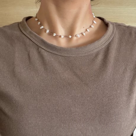 Natural pearl cord necklace