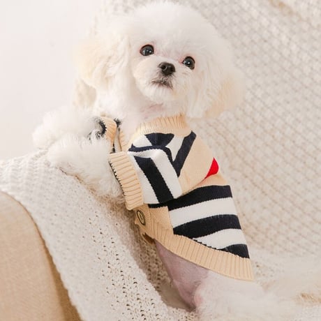 【予約】ボーダーカーディガン 犬服 ペット服 ペットウェア ニット カーデ 羽織り アウター