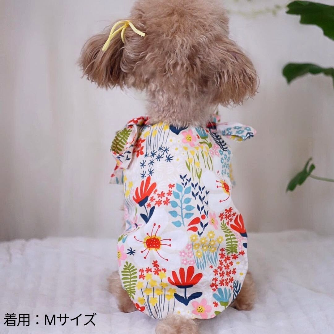 お花柄 カットソー 犬服 猫服 tシャツ 花柄 ノースリーブ タンク