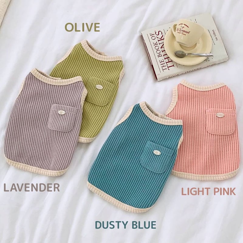 予約】くすみカラー×サーマル素材｜通気性◎おしゃれ犬用タンクトップ