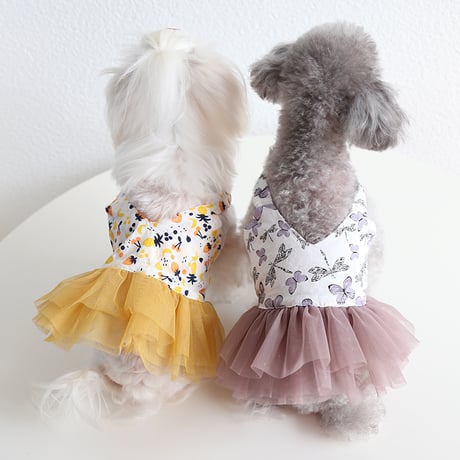 選べる2タイプのチュールスカート 犬服 ワンピース ペット服 小型犬服