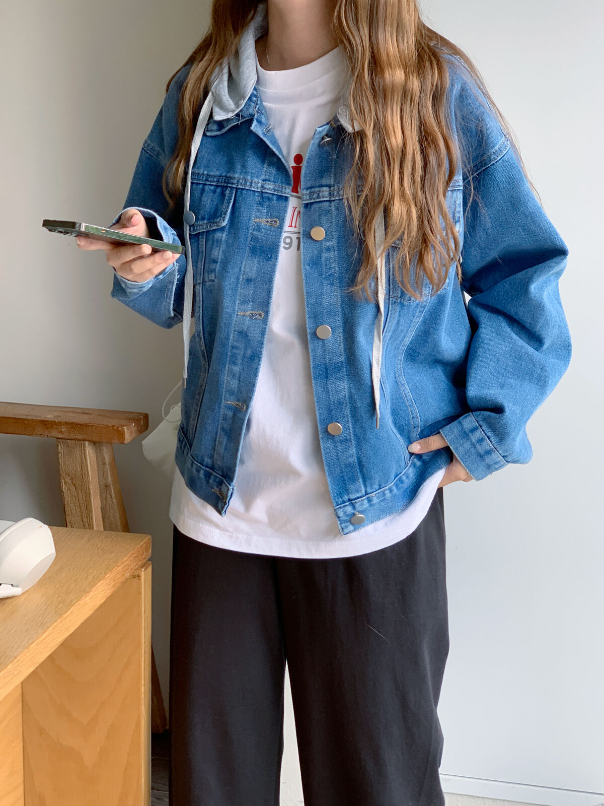 424 CLOTHING 2016フード付きライトブルーデニムジャケット 424