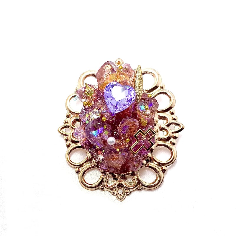 鉱石♢魔法石風ビジュー付きブローチ | stonel..