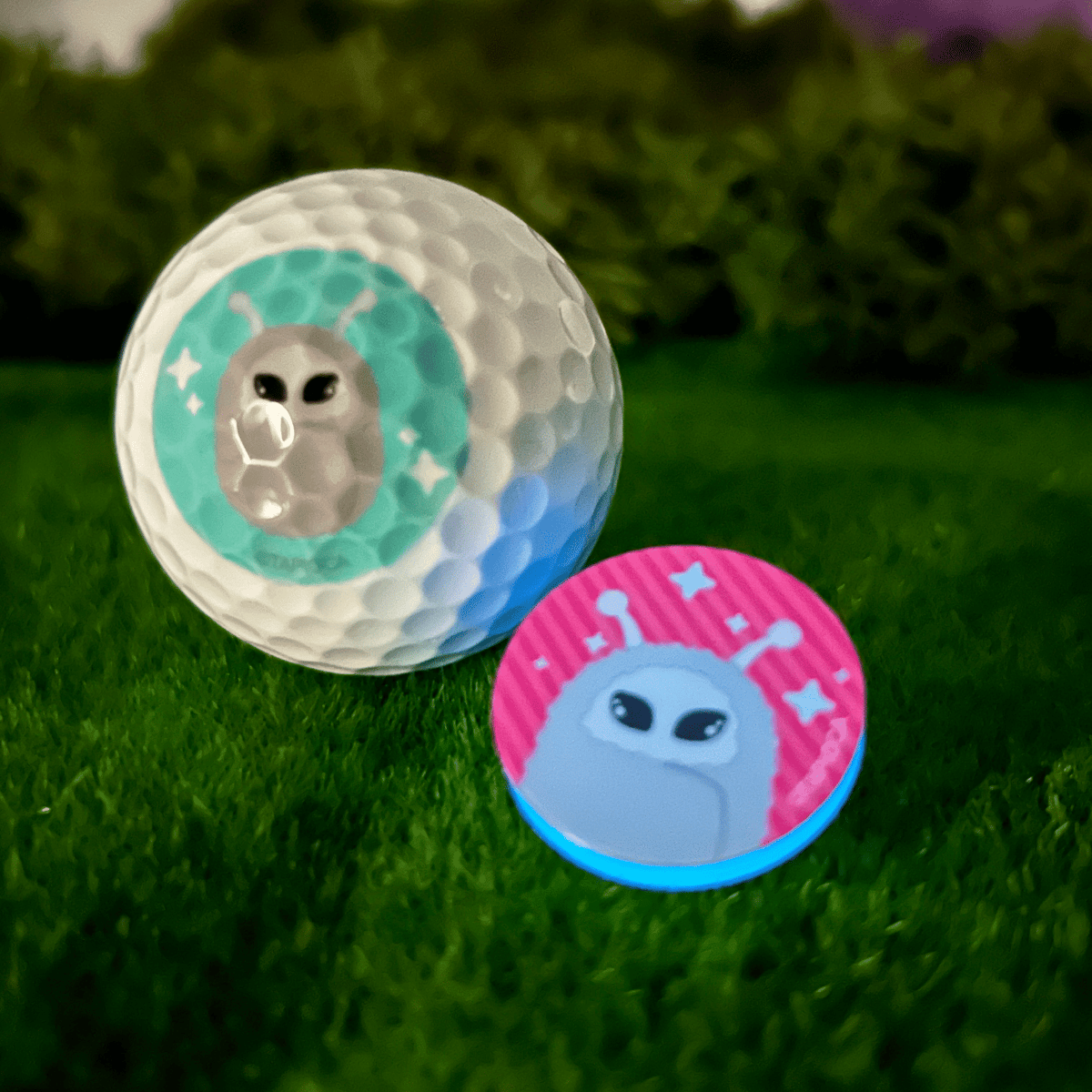 タピオカ オリジナル うちゅうじん 蛍光色 アクリルゴルフマーカー