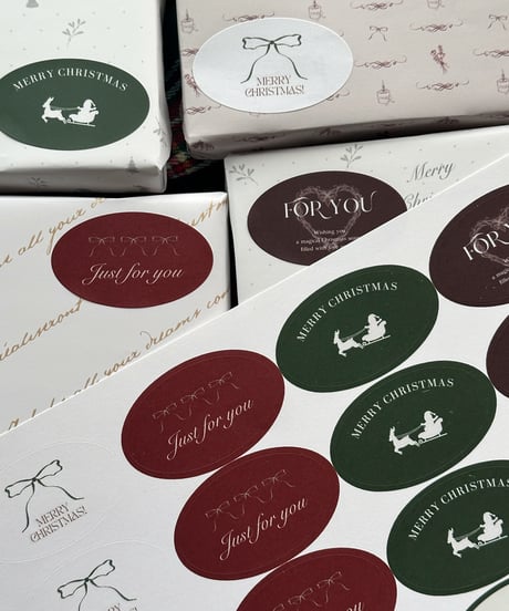 🎄 oval wrapping sticker 16P