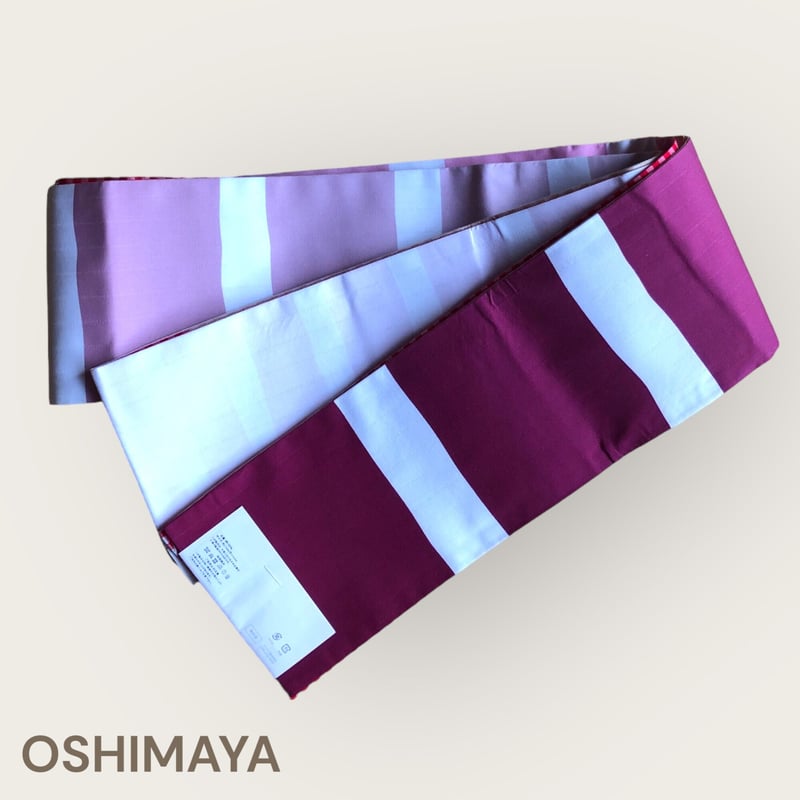 未使用　新品　京袋帯　ポリエステル　リバーシブルギンガムチェック＆ストライプ LILI et NENE KAORI EMBROIDERY.（カオリエンブロイダリー