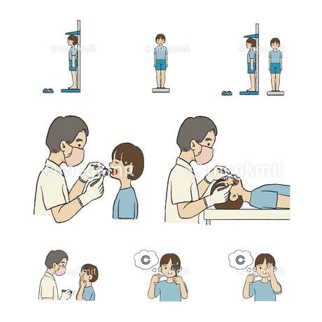 学校検診・就学児検診のイラストカット：25点セット