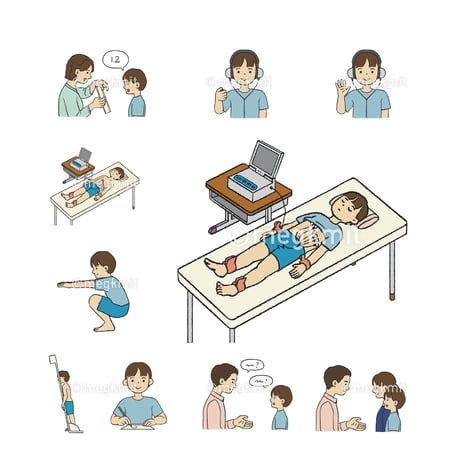 学校検診・就学児検診のイラストカット：25点セット