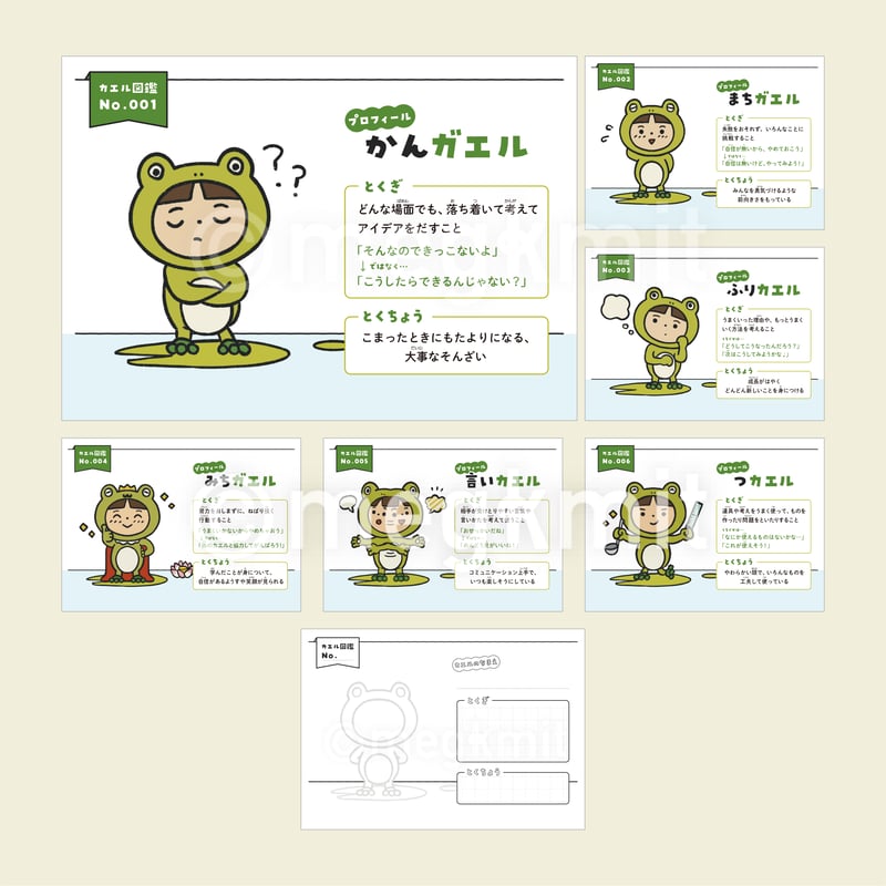 学びのカエル図鑑風ポスター/シート7点セット | megkmitの学校
