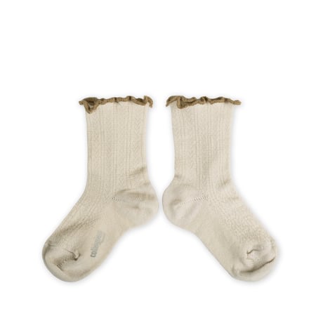 【collegien】Ambre/ Lettuce Trim Pointelle Merino Wool Socks