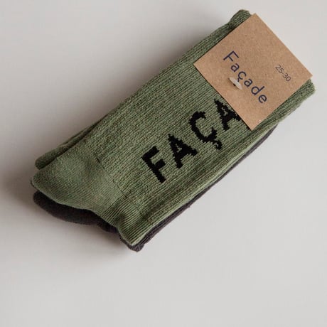 【 Façade】 facade ribbed cotton tube socks green＆gray