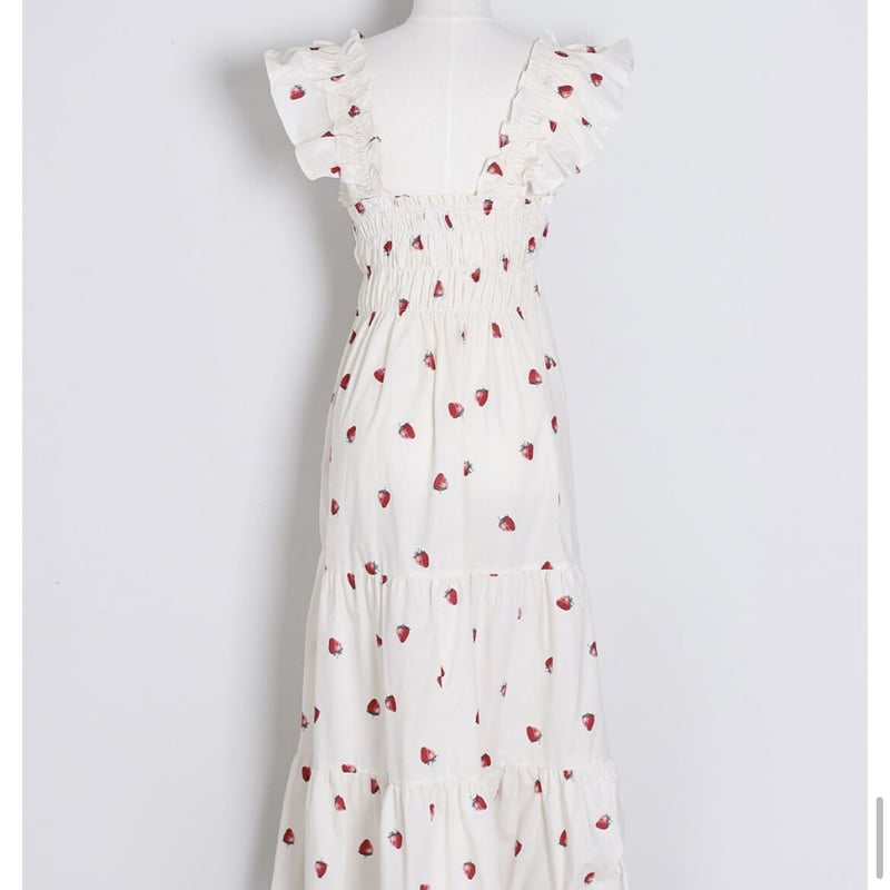 ルームウェア LUNALUZ いちごワンピース ホワイト | seoul wings