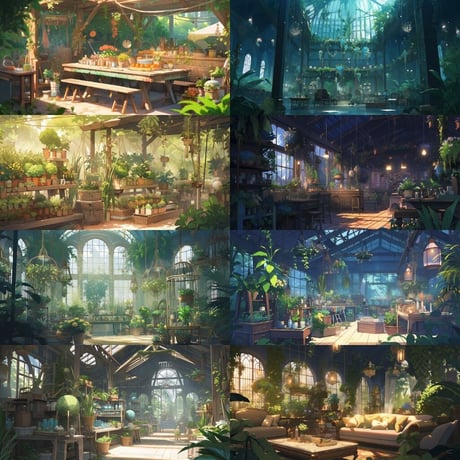 【背景素材】園芸100枚[2:1](室内温室、観葉植物、庭、ガーデン、カフェ)