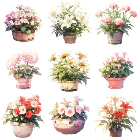 【透過素材】花50枚(バラ、ヒマワリ、アイリス、チューリップ、バーベナ)