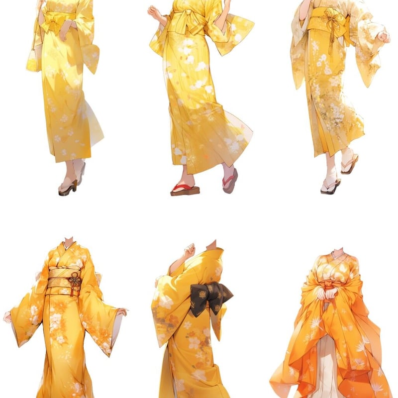 透過素材】和服/女性50枚(立ち絵作成用・着物、浴衣、袴、日本伝統衣装
